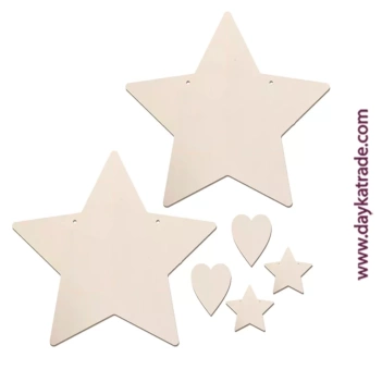 Set 2 Estrellas de Madera Con Corazones Dayka