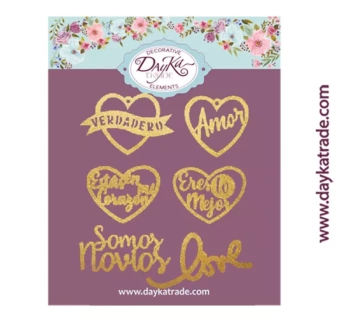 Die-Cut de Cartón Dorado Estás en mi Corazón Dayka

