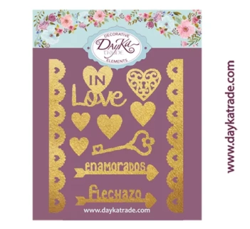 Die-Cut de Cartón Dorado Enamorados Dayka

