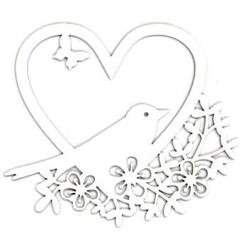Silueta de cartón Corazón con pajarito Dayka