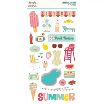 SUPER OFERTA **40%** Chipboard Stickers Retro Summer Simple Stories