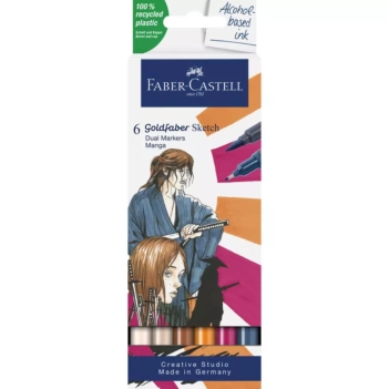 Karton mit 6 Goldfaber Sketch Dual Faber-Castell Manga Markern