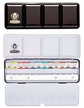 Metal box 12 half godets of watercolor Horadam Schmincke