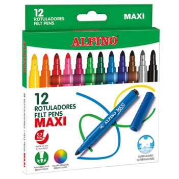 Set of 12 assorted coloured markers Maxi Alpino