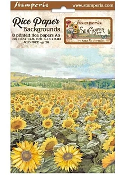 Set 8 papeles de arroz Backgrounds Sunflower Art Stamperia 10x15cm