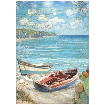 Rice Paper Boats on the Beach Blue Dream Stamperia 21x29cm