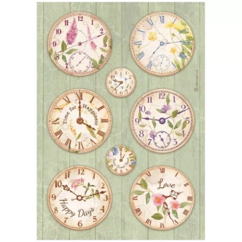 SUPER ANGEBOT **40%** Rice Paper Clocks Welcome Home Create Happiness Stamperia 21x29cm