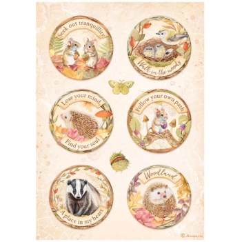 Stamperia Romantic Woodland Rice Paper Rounds A4