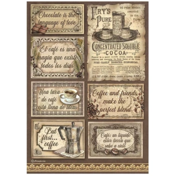 Stamperia Coffee & Chocolate Reispapier Tags 