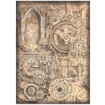 Papier de riz motif mécanique Sir Vagabond dans Fantasy World Stamperia 21x30cm