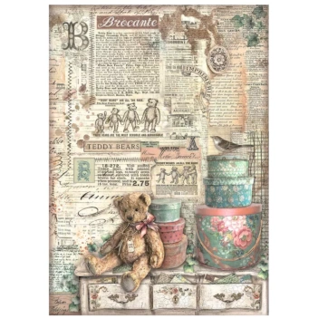 Teddy Bears Rice Paper Brocante Antiques Stamperia 21x30cm