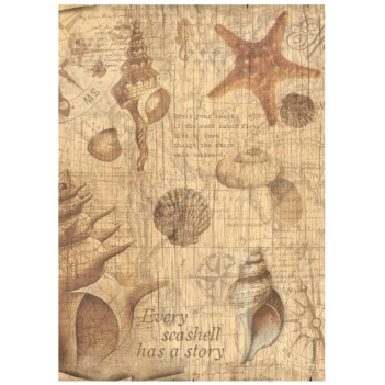 Sea Land Stamperia Schelpen Rijstpapier 21x30cm