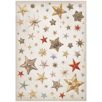 Papel de arroz Estrellas Romantic Gear Up For Christmas Stamperia 21x30cm