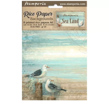 Set of 8 Sea Land Stamperia rice papers 10x15cm