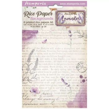 Set 6 papeles de arroz Lavender Stamperia 21x30cm