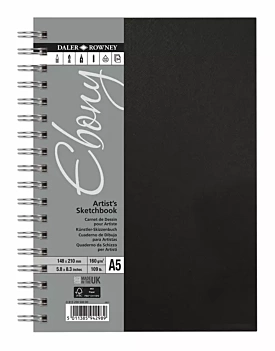Daler-Rowney A5 Ebenholz-Spiral-Skizzenbuch mit schwarzem Einband