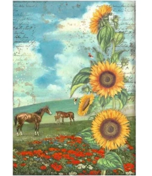 Papier Vintage Car Sunflower Art Stamperia 30x30cm