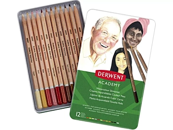 Metalen doos van 12 speciale aquarel balpens Rostros- Academy 