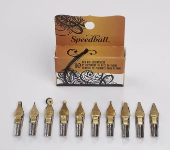 Set van 10 Speedball-nibs, geassorteerd