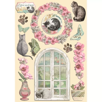 Orchideeën en katten Stamperia houten stansen