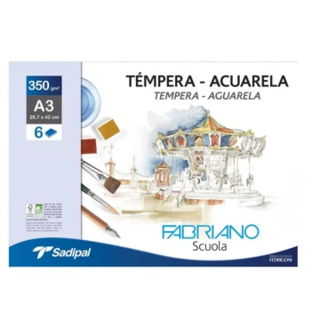 Carpeta témpera y acuarela Fabriano Accademia A3 350g/m²