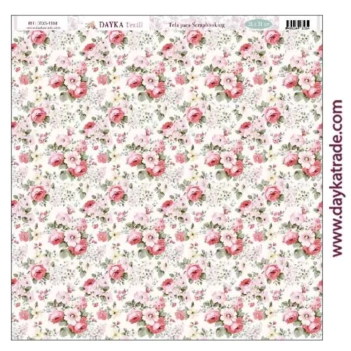 Tela DTXS-1103 Fondo Victoriano Rosa Adorada Navidad Dayka 31x31cm