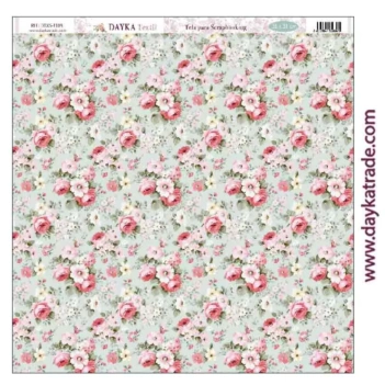 Tela DTXS-1104 Fondo Flores Adorada Navidad Dayka 31x31cm