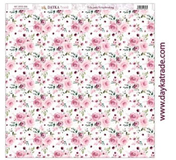 Tela DTXS-956 Rosas con Fondo Blanco Dayka 30x30cm
