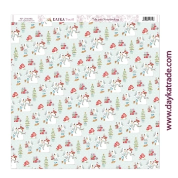 Tela DTXS-981 Muñecos de Nieve Una Navidad de Cuento Dayka 30x30cm