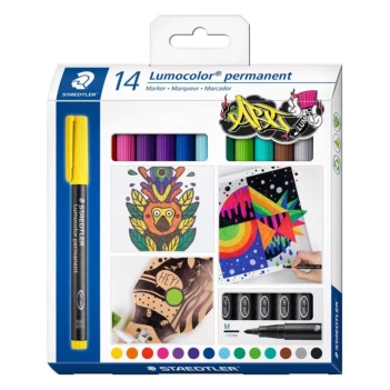 Set mit 14 sortierten M Lumocolor Staedtler 1 mm Permanentmarkern