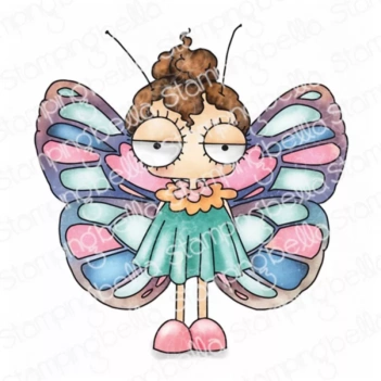 Tampon En Caoutchouc Fille Papillon Estampage Bella