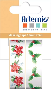 Set mit 2 Washi Tapes Blätter Weihnachtsbeeren Artemio