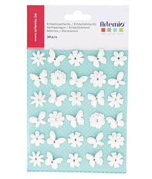 Papier Artemio kwiaty i motyle, biały