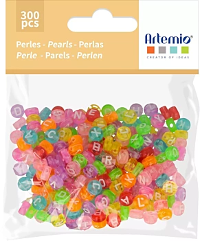 SUPER OFERTA **40%** Cuentas de Plástico con Letras Multicolor Artemio 7mm