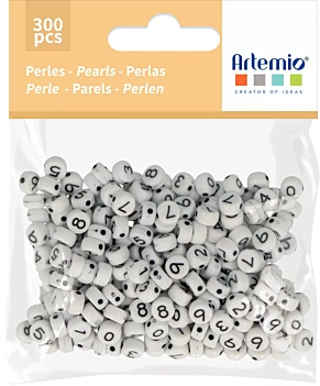 Artemio Kunststof Kralen met Cijfers Wit 7mm