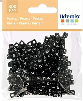 Artemio kunststof kralen met cijfers 6 mm