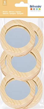 Set de 6 miroirs ronds en bois Artemio