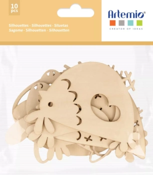 Set van 10 houten silhouetten Les Poulettes Artemio
