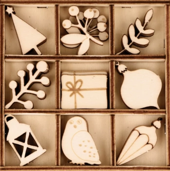 Set de 27 Mini Siluetas de Madera Woodsy Christmas Artemio