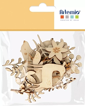 Set van 35 mini houten silhouetten Woodsy Christmas Artemio