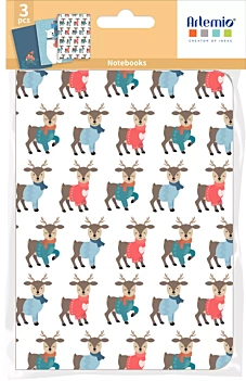 Set of 3 Beary Christmas Travel Journals by Artemio, 14 x 10 cm