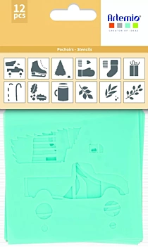 Kit 12 modelos de Stencil Christmas Time Artemio