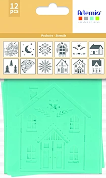 Set 12 plantillas de Stencil Christmas Home for Christmas Artemio