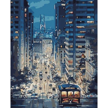Kit dipingere con i numeri Tram a San Francisco Alex Bog 40x50cm