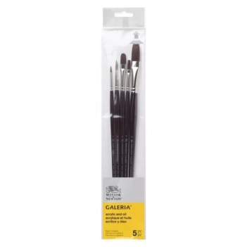 This set includes 5 brushes with various shapes (Round 2, Round 6, Flat 4, Flat 14, Filbert 8)