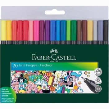 Zestaw 20 markerów Fine Tip Grip Finepen Faber-Castell 0,4