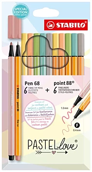 Zestaw 12 zakreślaczy STABILO Pastellove Pen 68 i Point 88