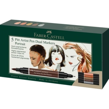 Estuche de 5 Rotuladores Pitt Artist Pen Dual Faber-Castell