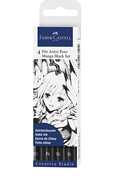 Faber-Castell Set 4 Pitt Artist Manga Black Pens