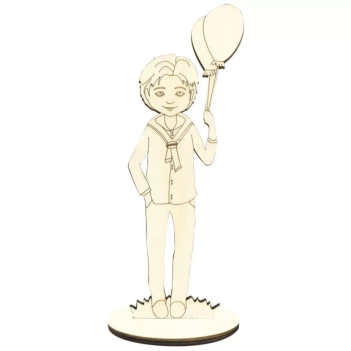 Wooden Silhouette Child with Balloons and Communion Base Decoman